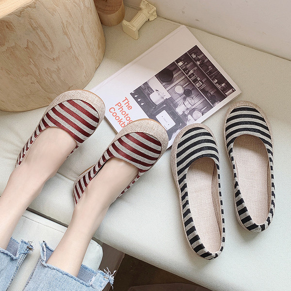 Pantofi casual dama cu dungi in doua culori