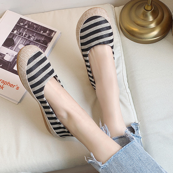 Pantofi casual dama cu dungi in doua culori