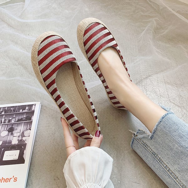 Pantofi casual dama cu dungi in doua culori