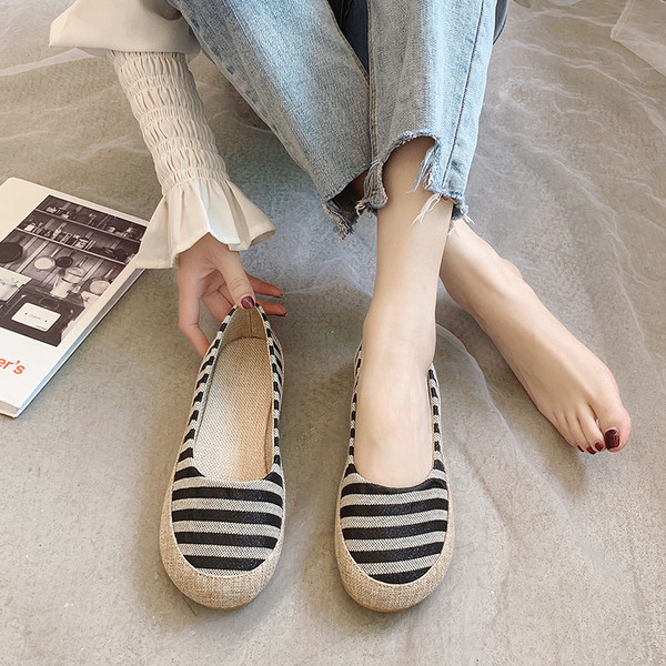 Pantofi casual dama cu dungi in doua culori