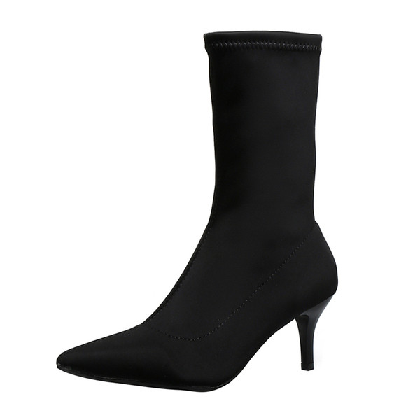 Cizme de dama stilate model ascutit in negru si bej