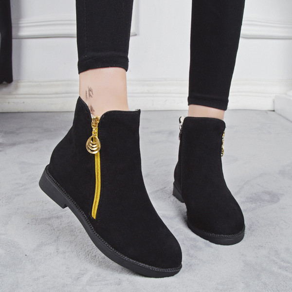 Cizme de iarna dama cu captuseala moale si fermoar colorat