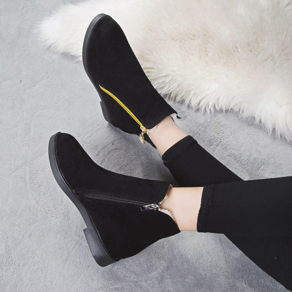 Cizme de iarna dama cu captuseala moale si fermoar colorat