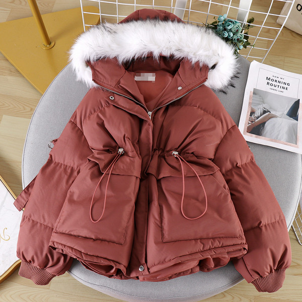 Geaca dama casual model asimetric cu gluga si puf in mai multe culori