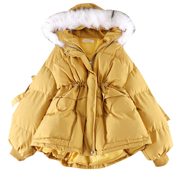 Geaca dama casual model asimetric cu gluga si puf in mai multe culori