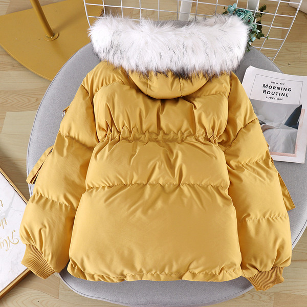 Geaca dama casual model asimetric cu gluga si puf in mai multe culori