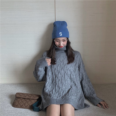 Pulover lung și gros cu guler polo în mai multe culori