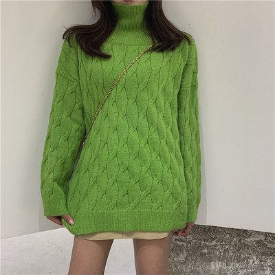 Pulover lung și gros cu guler polo în mai multe culori