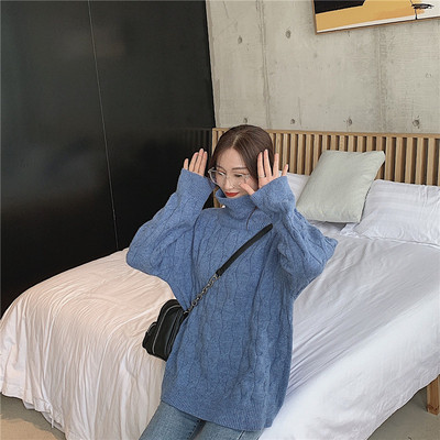 Pulover lung și gros cu guler polo în mai multe culori