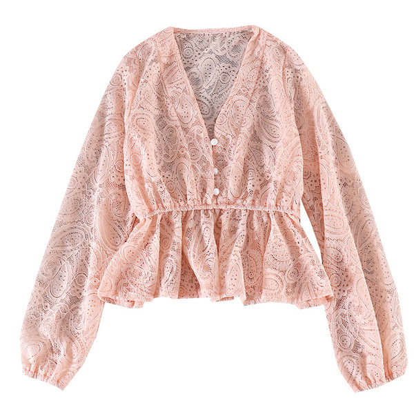 Cămașă modernă de damă cu nasturi și decolteu spitz în patru culori