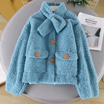 Нов модел дамско късо палто с копчета и висока яка в няколко цвята