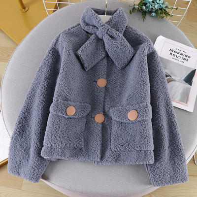 Нов модел дамско късо палто с копчета и висока яка в няколко цвята