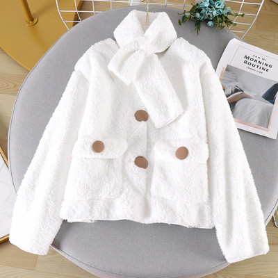 Нов модел дамско късо палто с копчета и висока яка в няколко цвята