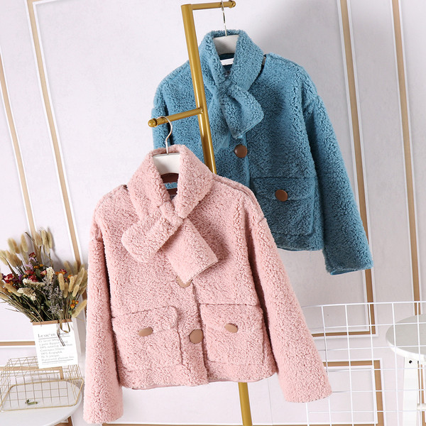 Palton scurt de dama model nou cu nasturi si guler inalt in mai multe culori