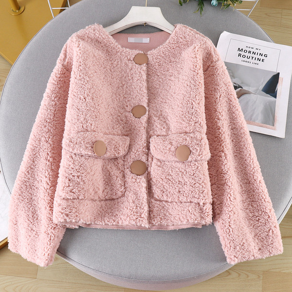 Palton scurt de dama model nou cu nasturi si guler inalt in mai multe culori