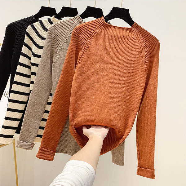 Pulover de dama modern cu decolteu O in patru culori