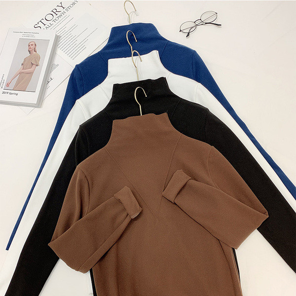 Γυναικεία μπλούζα με ψηλό γιακά σε τέσσερα χρώματα