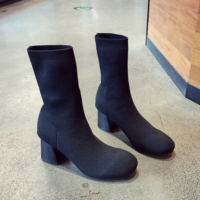 Cizme de dama elegante cu toc gros in negru