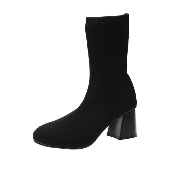 Cizme de dama elegante cu toc gros in negru