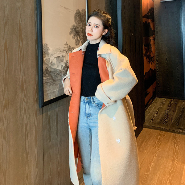 Palton bej lung si lat cu centura