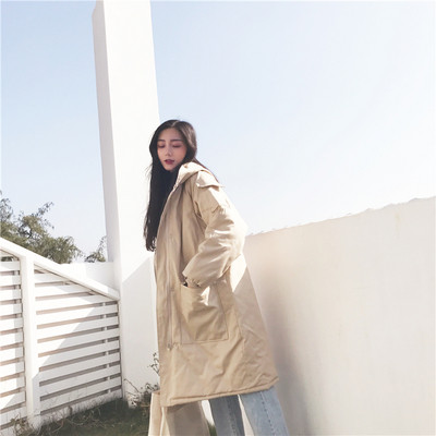 Μοντέρνο μακρύ μπουφάν σε διάφορα χρώματα με κουκούλα