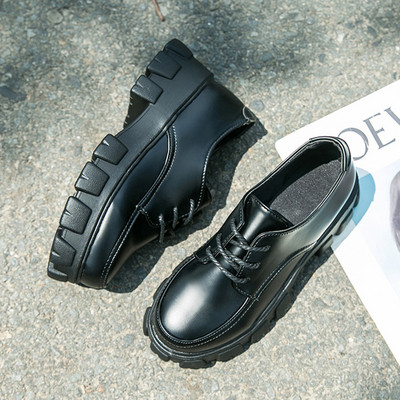 Pantofi casual de dama din piele cu talpa inalta