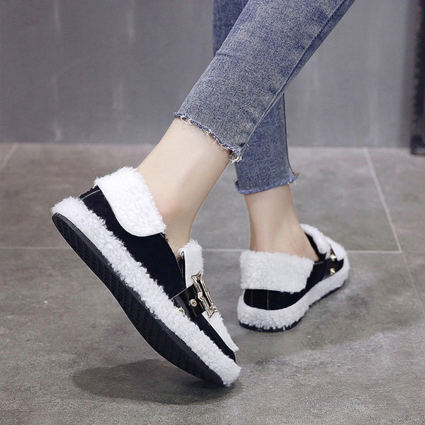 Pantofi casual dama cu catarama metalica in alb si negru