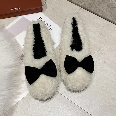 Három színben szalagos téli női papucs