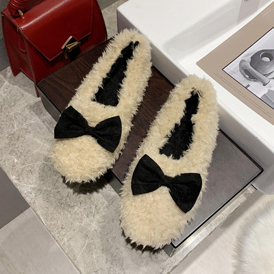 Három színben szalagos téli női papucs