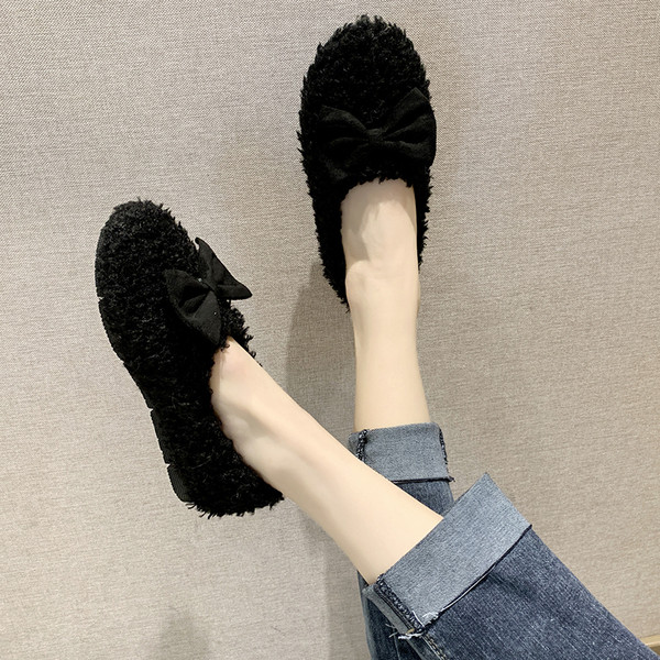 Három színben szalagos téli női papucs