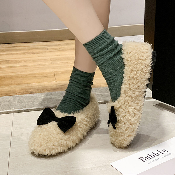 Három színben szalagos téli női papucs