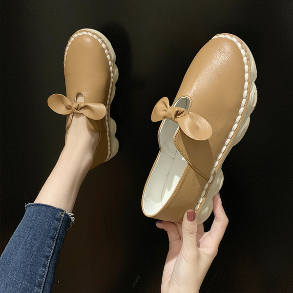 Pantofi dama casual din piele cu talpa plate in mai multe culori