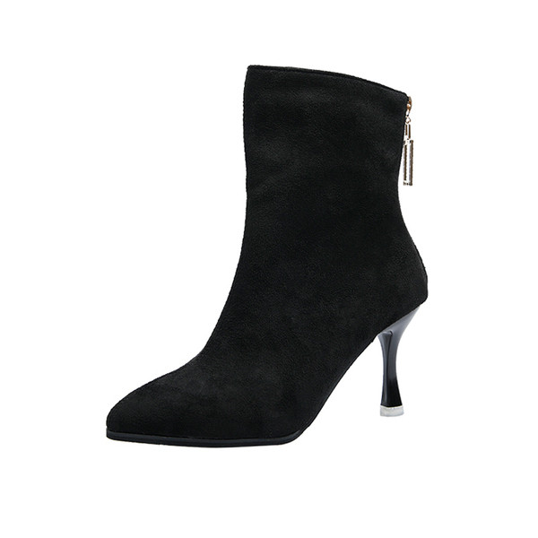 Cizme de dama stilate din piele intoarsa ecologica cu toc subtire in mai multe culori