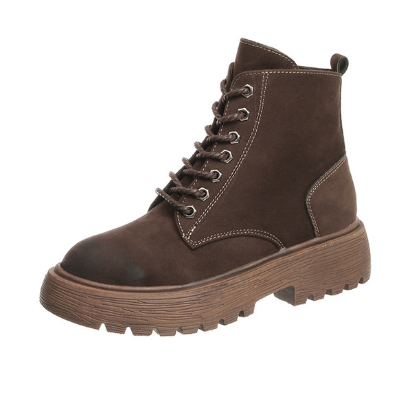 Cizme casual de dama din piele cu talpa aspra in doua culori