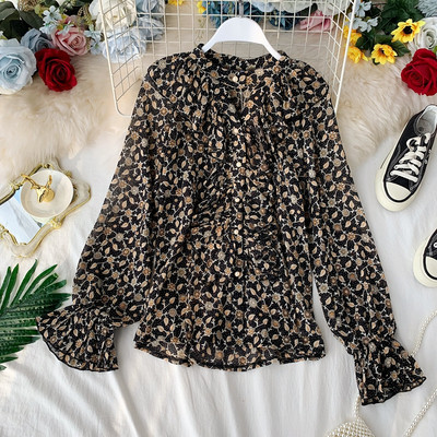 Cămașă casual de damă cu nasturi și model floral în mai multe culori