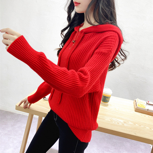 Pulover de damă modern cu glugă - în mai multe culori