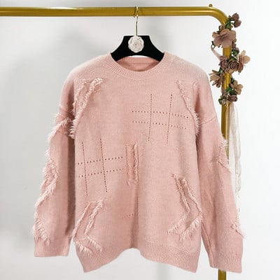 Дамски ежедневен пуловер с ресни в много цветове