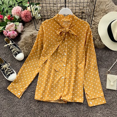 Γυναικείο πουκάμισο με κουμπιά και κορδέλα σε τέσσερα χρώματα