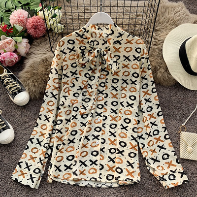 Γυναικείο πουκάμισο με κουμπιά και κορδέλα σε τέσσερα χρώματα