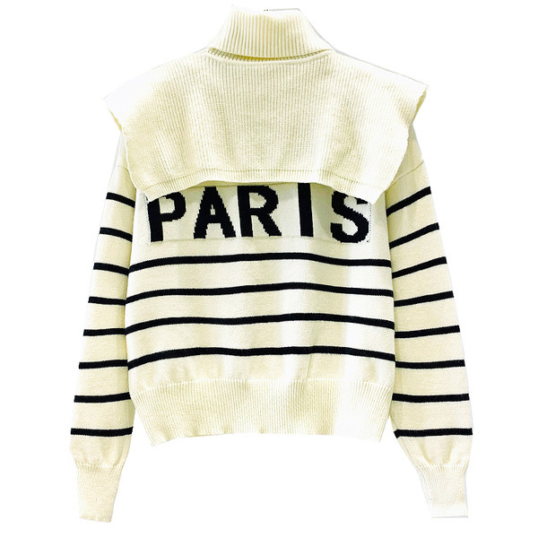 Modern női pulóver pólógallérral, fekete, fehér és barna színben