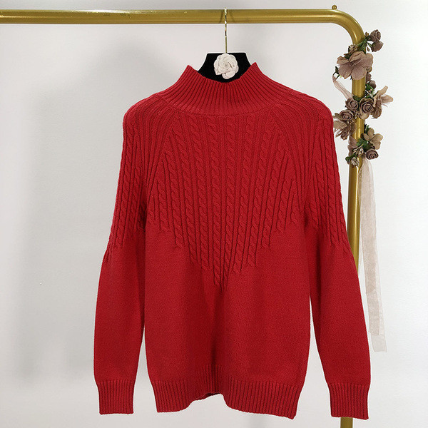 Γυναικείο πουλόβερ σε κόκκινο, γκρι, μαύρο και άσπρο χρώμα