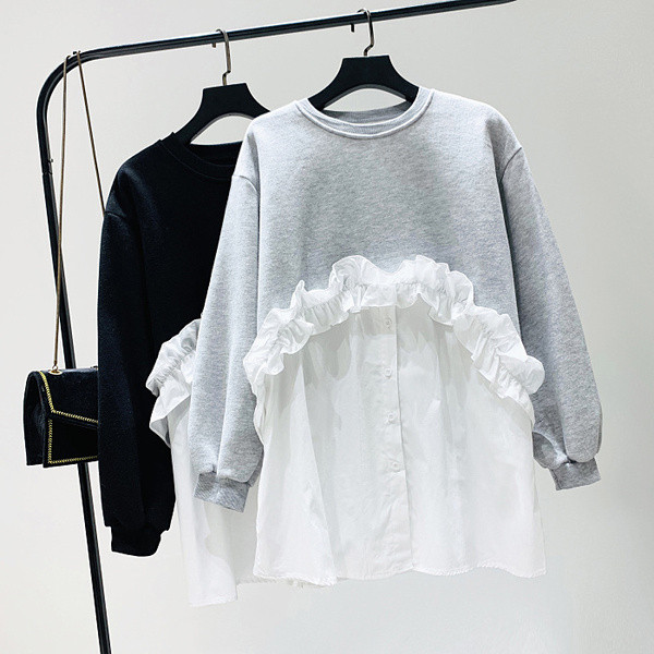 Bluză de damă casual model nou cu decolteu O în culorile gri și negru