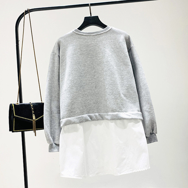 Bluză de damă casual model nou cu decolteu O în culorile gri și negru