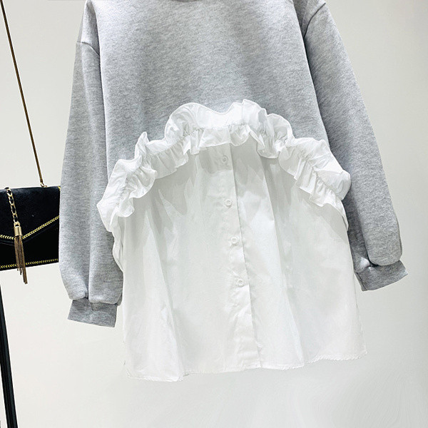 Bluză de damă casual model nou cu decolteu O în culorile gri și negru