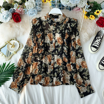 Női ing virágmintás gallérral, négy színben