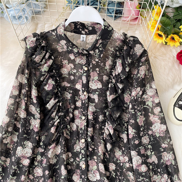 Női ing virágmintás gallérral, négy színben