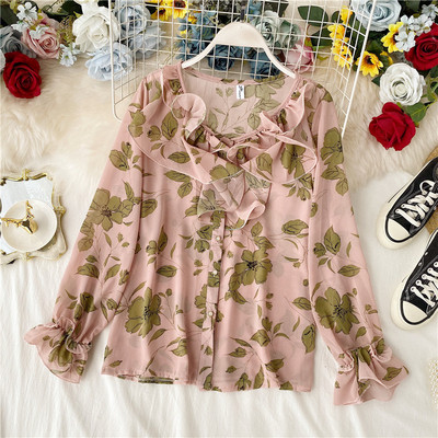 Cămașă modernă de damă cu model floral și decolteu în V în patru culori