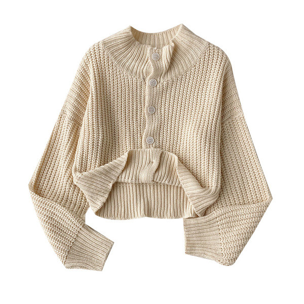 Модерна дамска жилетка с копчета и висока яка в четири цвята