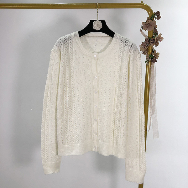 Cardigan de damă în culoarea albă din tricotaj subțire