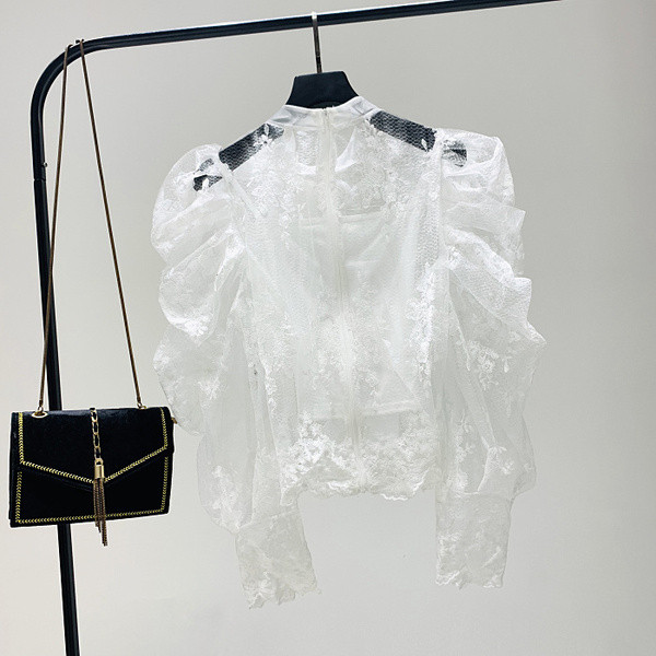 Bluza de dama eleganta model nou cu panglica alb-negru